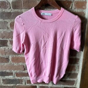 Zara Light Pink Short Sleeve Knit Tee